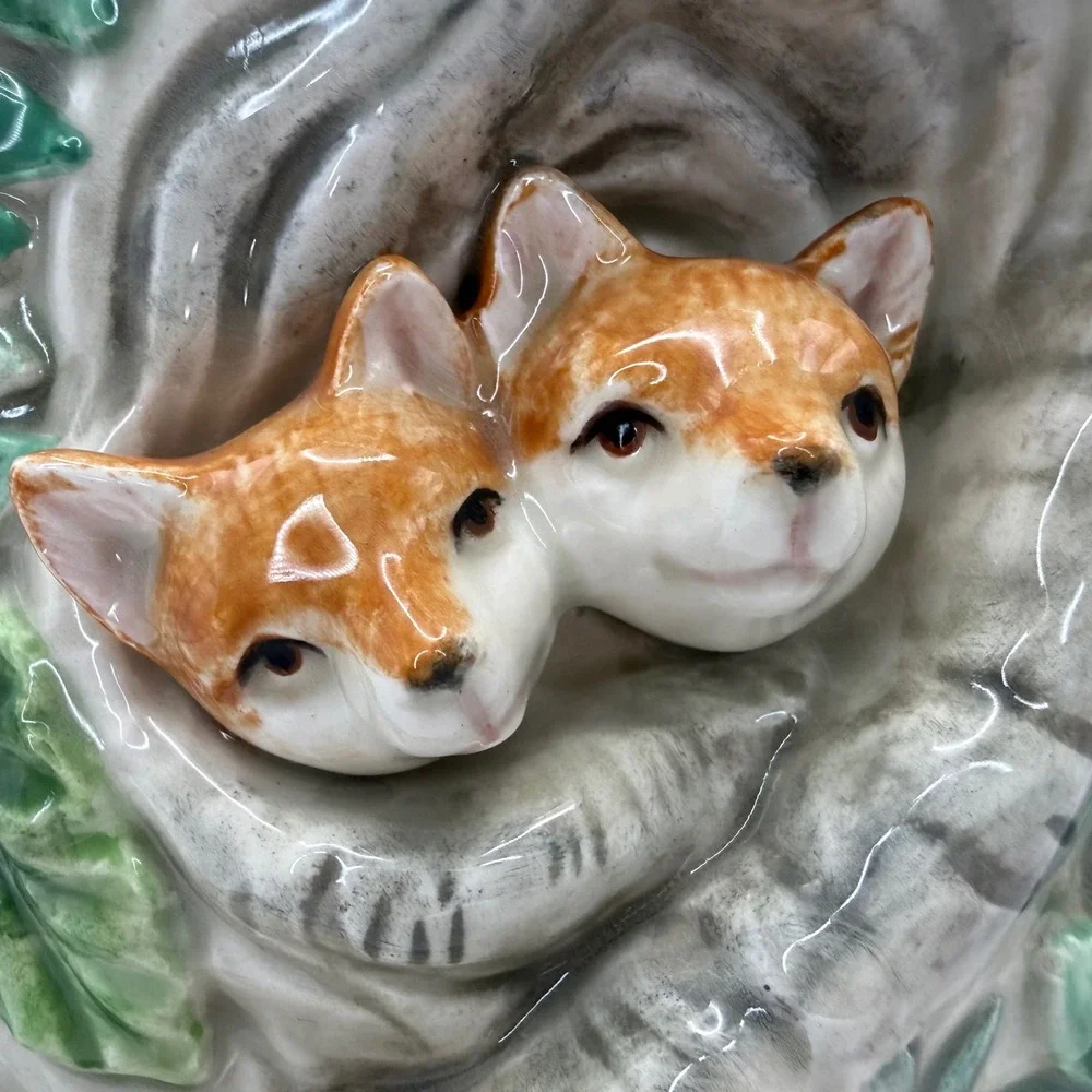 Fitz and Floyd Woodland Spring Fox Cookie Jar Vintage Tree Stump Cottagecore 10